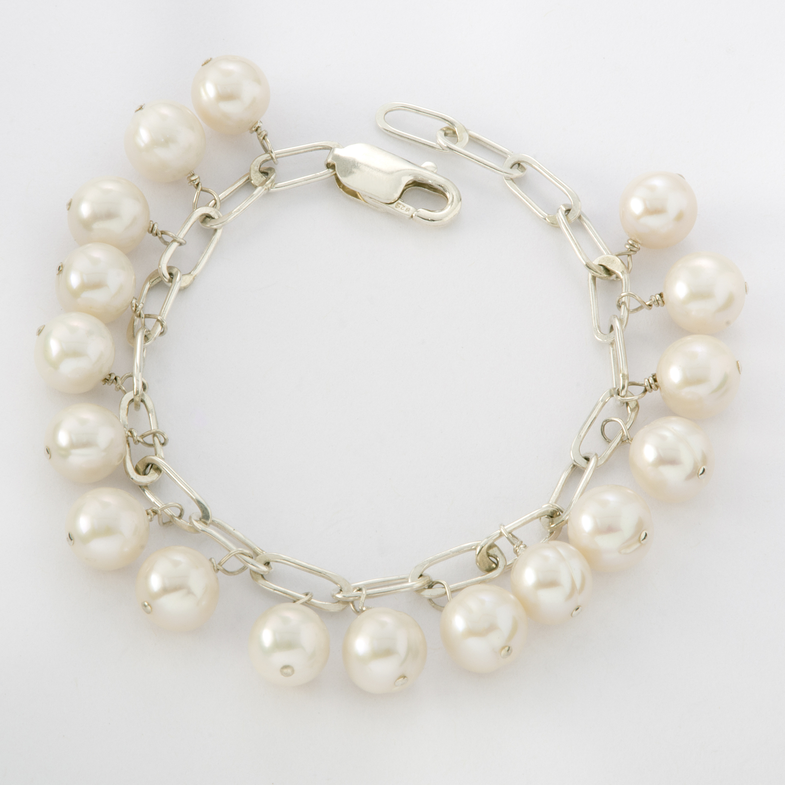 NEW5 Sterling Silver Dangling Pearl Bracelet Jenni K Fine