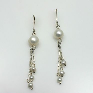 BG44: Dangling Pearl Earrings | Jenni K - Fine Handcrafted Jewelry