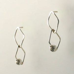 D26: Handmade Double Diamond Post Earrings with Textured Beads