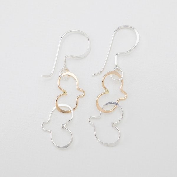 H18: Handmade Dangling Double Heart Earrings