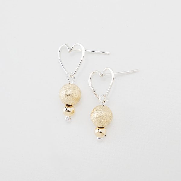 H2-25: Handcrafted Heart Post Earrings with Dangling Beads