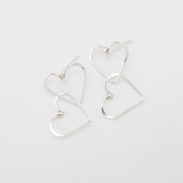 H2-4: Handmade Double Heart Post Earrings