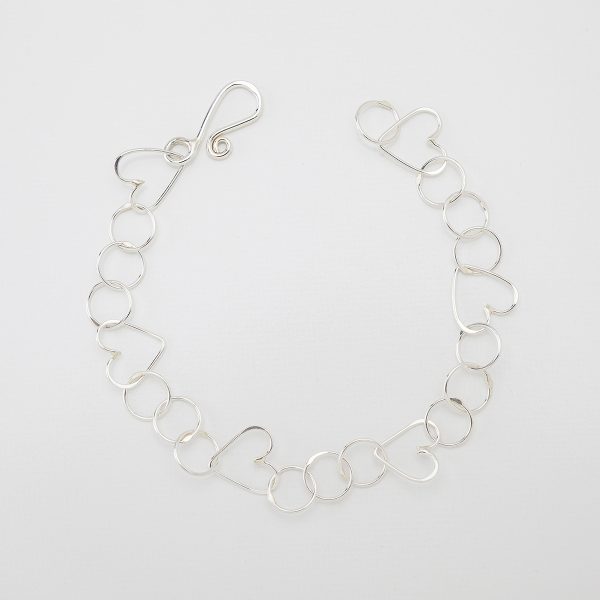 H2-43: Straight Hearts with Circles Bracelet