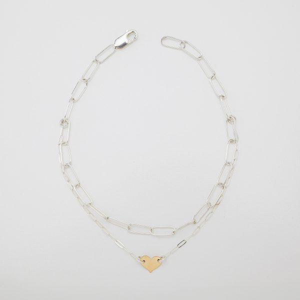 A31: Layered Anklet With Solid Heart Charm