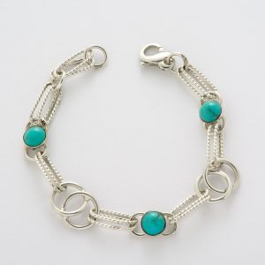 AT38: Handmade Turquoise Twisted Metal Bracelet