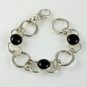 BG11: Hand Hammered Black Onyx Bracelet