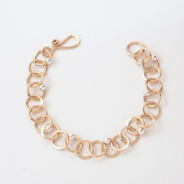 C80: The Charming Circle and Bead Bracelet Gold w/Silver Beads