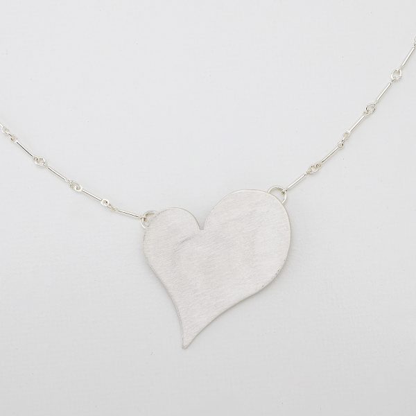 H2-38: Solid Textured Asymmetrical Heart On 19" Chain