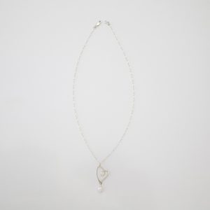 H2-29: Silver and Gold Asymmetric Heart With Pearl 21" Chain