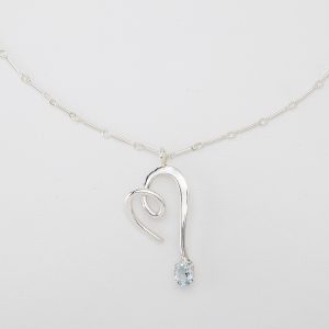 H2-35: Samantha Heart With Aquamarine On 18" Chain